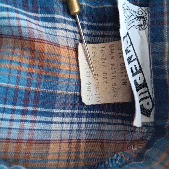 Vintage Women's Medium Boho Blouse 70's Step Up Plaid Puff Sleeve Shirt USA - Picture 7 of 7